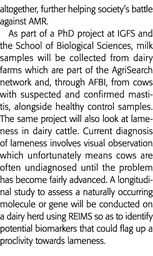 altogether, further helping society s battle against AMR  As part of a PhD project at IGFS and the School of Biologic   