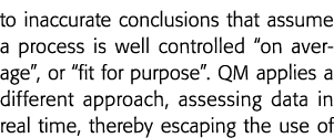 to inaccurate conclusions that assume a process is well controlled  on average , or  fit for purpose   QM applies a d   