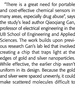  There is a great need for portable and cost-effective chemical sensors in many areas, especially drug abuse , says t   