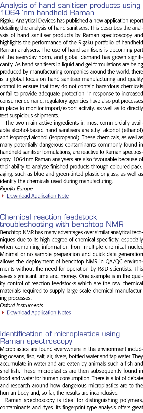 Analysis of hand sanitiser products using 1064  nm handheld Raman Rigaku Analytical Devices has published a new appli   