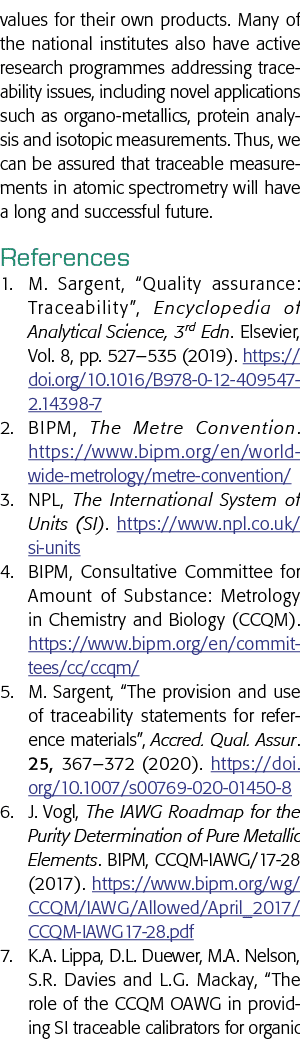 values for their own products  Many of the national institutes also have active research programmes addressing tracea   