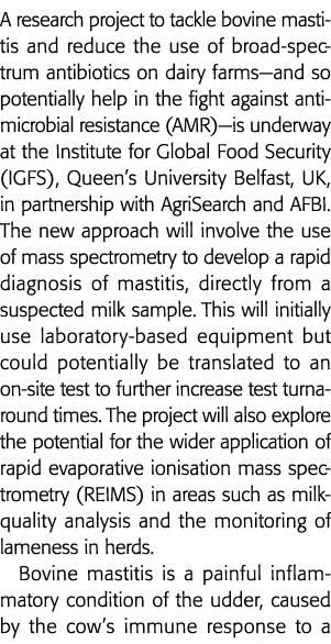 A research project to tackle bovine mastitis and reduce the use of broad-spectrum antibiotics on dairy farms—and so p   