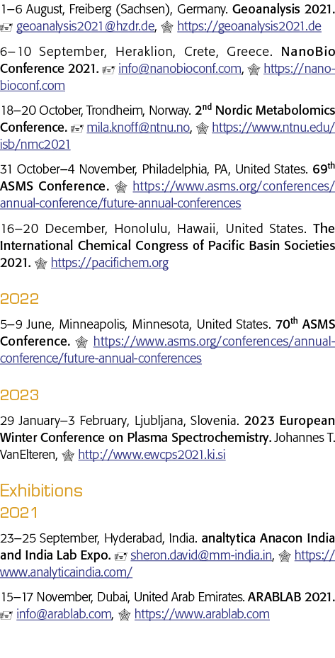 1 6 August, Freiberg (Sachsen), Germany  Geoanalysis 2021    geoanalysis2021 hzdr de,   https:  geoanalysis2021 de 6    