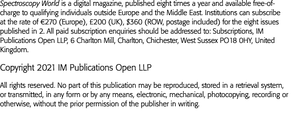 Spectroscopy World is a digital magazine, published eight times a year and available free-of-charge to qualifying ind   