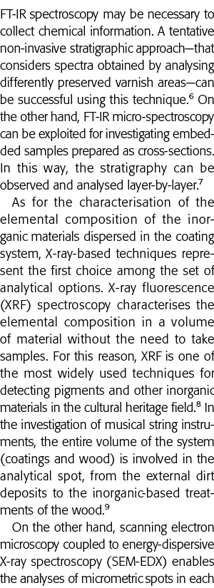 FT-IR spectroscopy may be necessary to collect chemical information  A tentative non-invasive stratigraphic approach—   