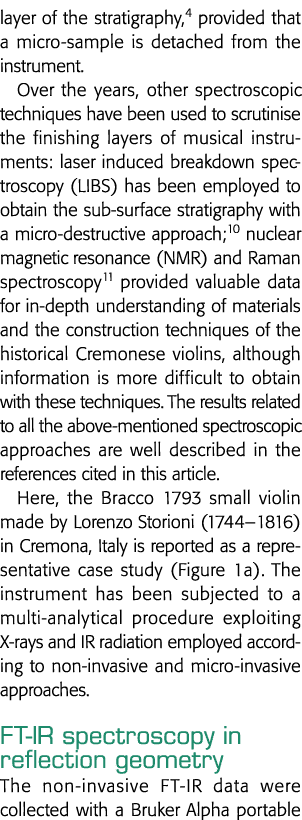 layer of the stratigraphy,4 provided that a micro-sample is detached from the instrument  Over the years, other spect   