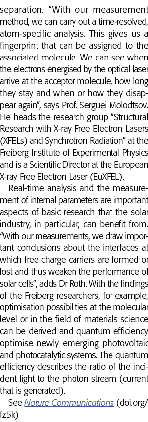 separation   With our measurement method, we can carry out a time-resolved, atom-specific analysis  This gives us a f   