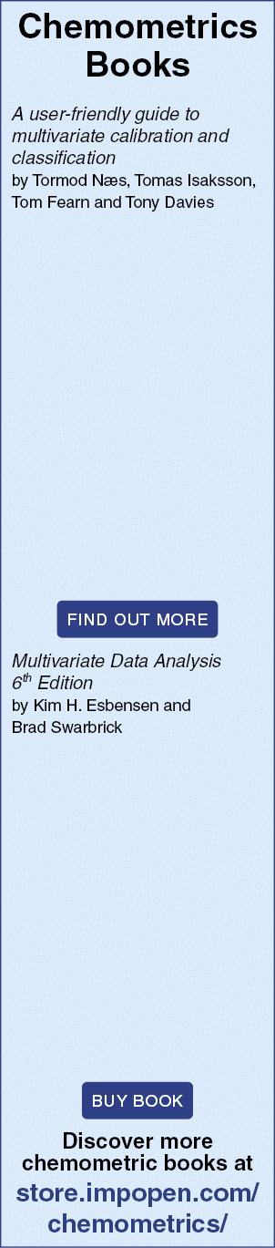 Chemometrics Books A user-friendly guide to  multivariate calibration and classification by Tormod Næs, Tomas Isaksso   