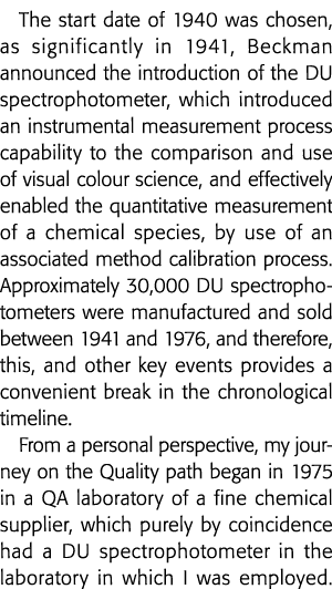 The start date of 1940 was chosen, as significantly in 1941, Beckman announced the introduction of the DU spectrophot   