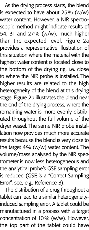 As the drying process starts, the blend is expected to have about 25 % (w w) water content  However, a NIR spectrosco   
