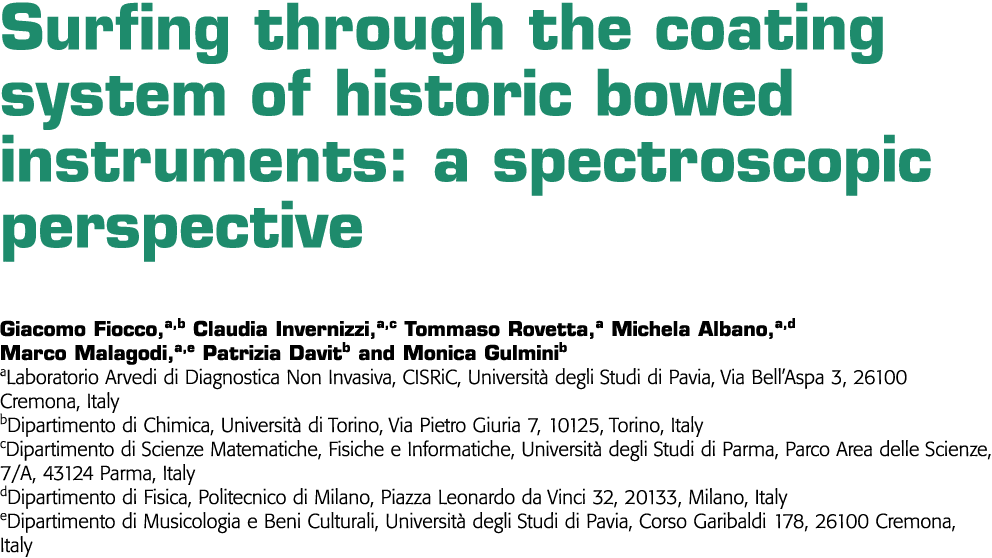 Surfing through the coating system of historic bowed instruments: a spectroscopic perspective Giacomo Fiocco,a,b Clau   