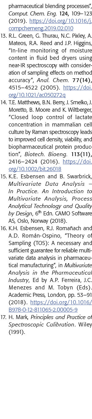 pharmaceutical blending processes , Comput  Chem  Eng  124, 109 123 (2019)  https:  doi org 10 1016 j compchemeng 201   