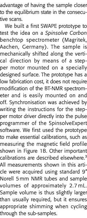 advantage of having the sample closer to the equilibrium state in the consecutive scans  We built a first SWAPE proto   