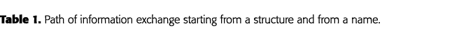 Table 1  Path of information exchange starting from a structure and from a name 