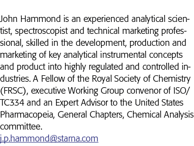 John Hammond is an experienced analytical scientist, spectroscopist and technical marketing professional, skilled in    