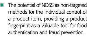   The potential of NDSS as non-targeted methods for the individual control of a product item, providing a product fin   