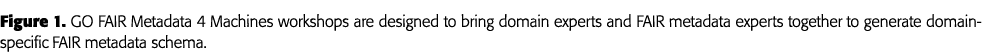 Figure 1  GO FAIR Metadata 4 Machines workshops are designed to bring domain experts and FAIR metadata experts togeth   