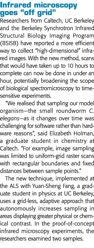 Infrared microscopy goes  off grid  Researchers from Caltech, UC Berkeley and the Berkeley Synchrotron Infrared Struc   