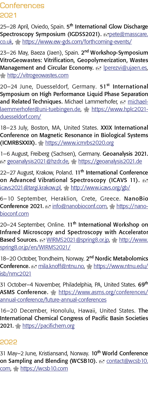 Conferences 2021 25 28 April, Oviedo, Spain  5th International Glow Discharge Spectroscopy Symposium (IGDSS2021)   pe   