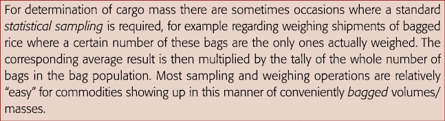 For determination of cargo mass there are sometimes occasions where a standard statistical sampling is required, for    