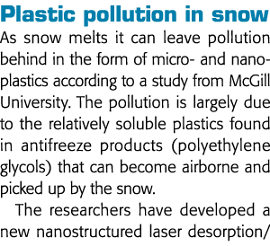 Plastic pollution in snow As snow melts it can leave pollution behind in the form of micro- and nano-plastics accordi   