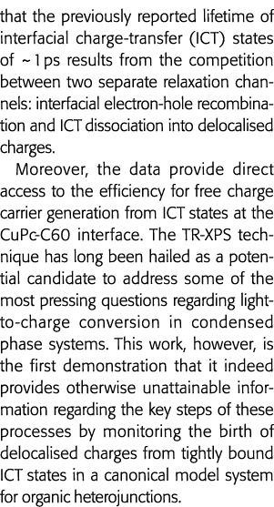 that the previously reported lifetime of interfacial charge-transfer (ICT) states of  1 ps results from the competiti   