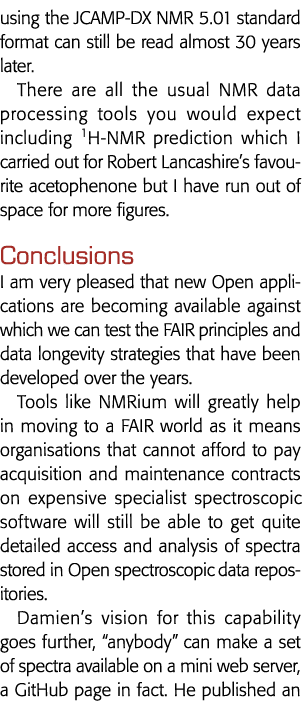 using the JCAMP-DX NMR 5 01 standard format can still be read almost 30 years later  There are all the usual NMR data   