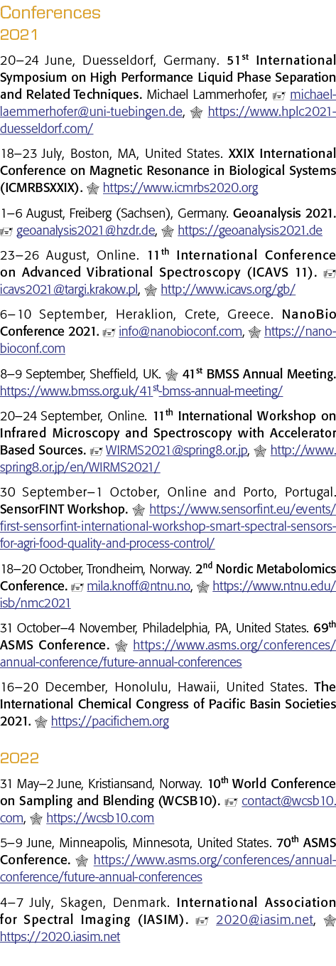 Conferences 2021 20 24 June, Duesseldorf, Germany  51st International Symposium on High Performance Liquid Phase Sepa   