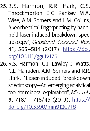 25  R S  Harmon, R R  Hark, C S  Throckmorton, E C  Rankey, M A  Wise, A M  Somers and L M  Collins,  Geochemical fin   