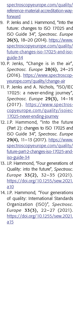 spectroscopyeurope com quality reference-material-accreditation-way-forward 9  P  Jenks and J  Hammond,  Into the fut   