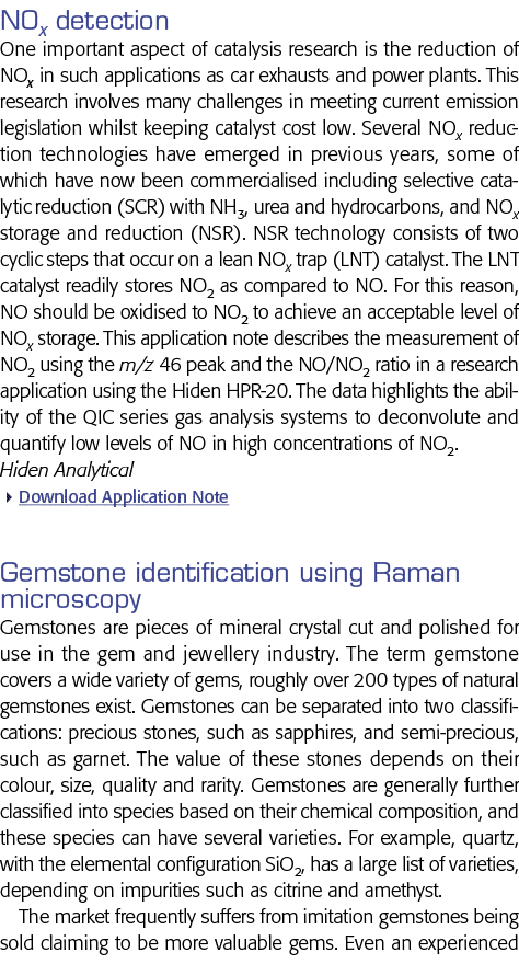 NOx detection One important aspect of catalysis research is the reduction of NOx in such applications as car exhausts   