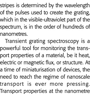 stripes is determined by the wavelength of the pulses used to create the grating, which in the visible-ultraviolet pa   