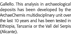 Gallello  This analysis in archaeological deposits has been developed by the ArchaeChemis multidisciplinary unit over   
