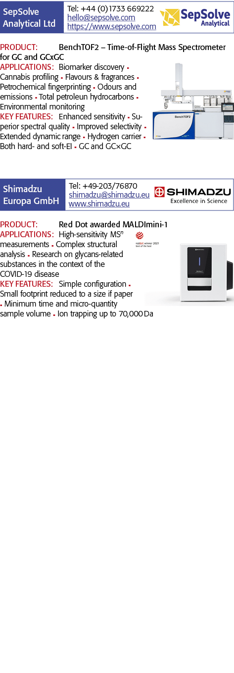   PRODUCT: BenchTOF2   Time-of-Flight Mass Spectrometer for GC and GCxGC APPLICATIONS: Biomarker discovery n Cannabis   