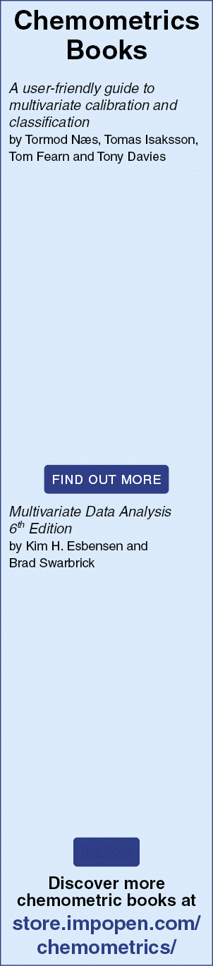 Chemometrics Books A user-friendly guide to  multivariate calibration and classification by Tormod Næs, Tomas Isaksso   