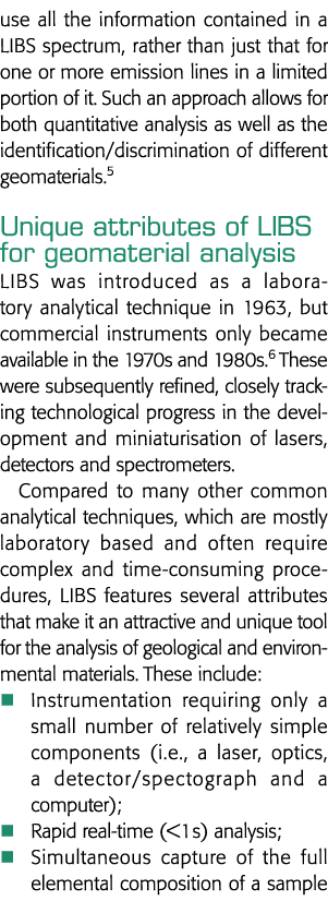 use all the information contained in a LIBS spectrum, rather than just that for one or more emission lines in a limit   