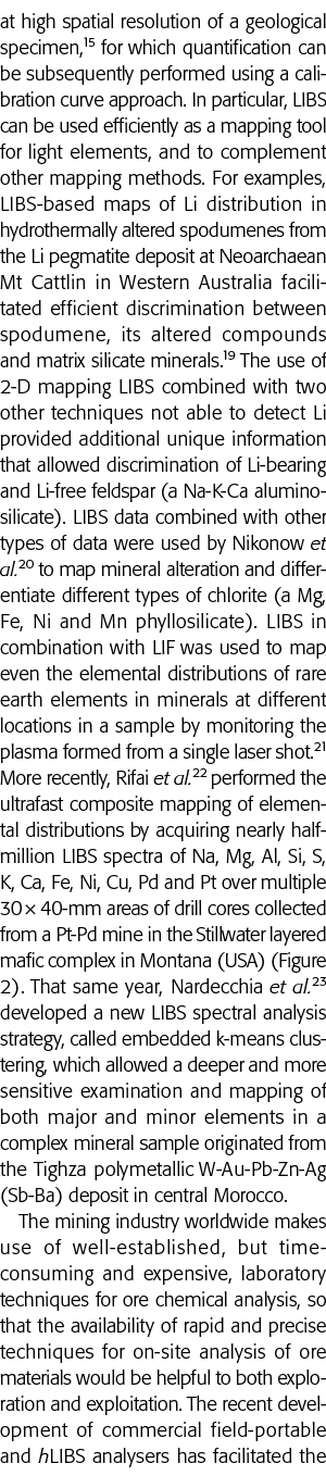 at high spatial resolution of a geological specimen,15 for which quantification can be subsequently performed using a   