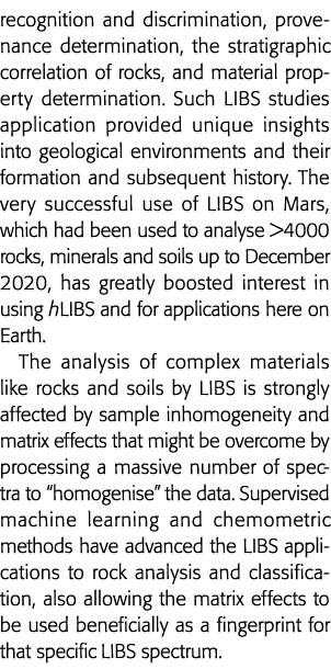 recognition and discrimination, provenance determination, the stratigraphic correlation of rocks, and material proper   