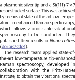 a plasmonic silver tip and a Si(111)-7   7 reconstructed surface  This was achieved by means of state-of-the-art low-   