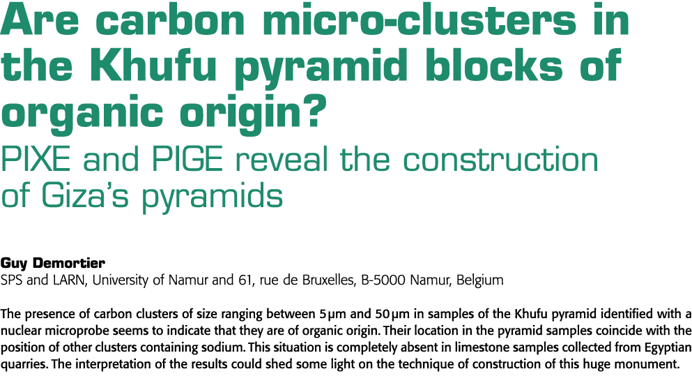 Are carbon micro-clusters in the Khufu pyramid blocks of organic origin  PIXE and PIGE reveal the construction of Giz   