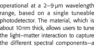 operational at a 2 9  m wavelength range, based on a single tuneable photodetector  The material, which is about 10 n   