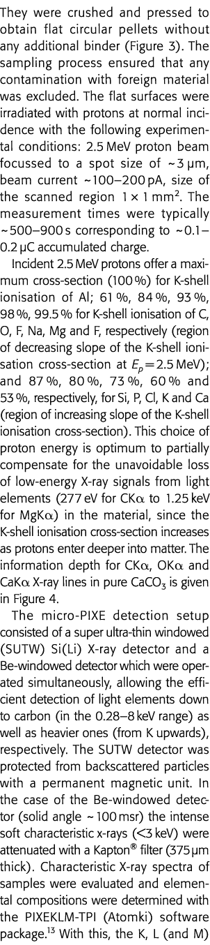 They were crushed and pressed to obtain flat circular pellets without any additional binder (Figure 3)  The sampling    