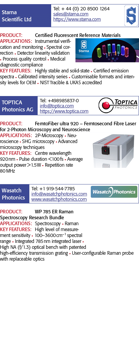   PRODUCT: Certified Fluorescent Reference Materials APPLICATIONS: Instrumental verification and monitoring n Spectra   