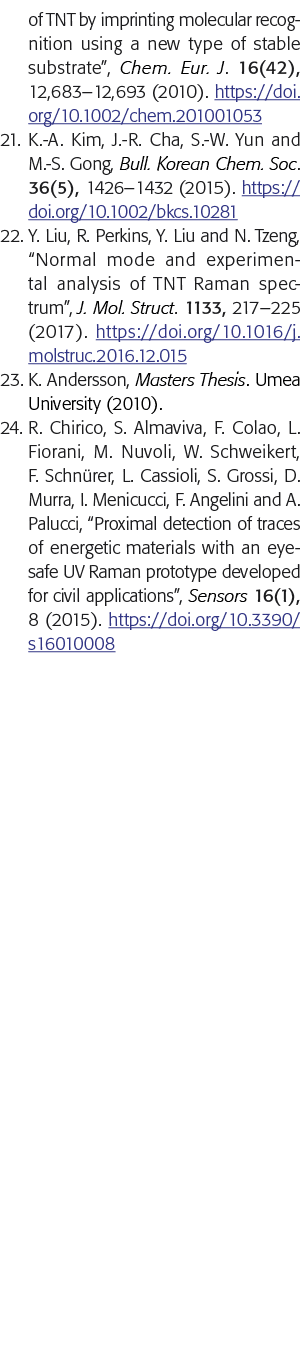 of TNT by imprinting molecular recognition using a new type of stable substrate , Chem  Eur  J  16(42), 12,683 12,693   