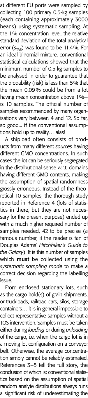 at different EU ports were sampled by collecting 100 primary 0 5-kg samples (each containing approximately 3000 beans   
