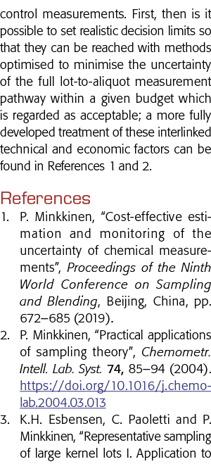 control measurements  First, then is it possible to set realistic decision limits so that they can be reached with me   