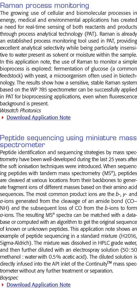 Raman process monitoring The growing use of cellular and biomolecular processes in energy, medical and environmental    