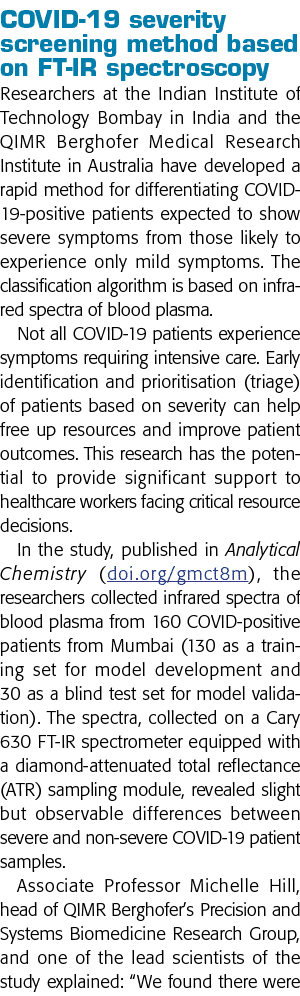 COVID-19 severity screening method based on FT-IR spectroscopy Researchers at the Indian Institute of Technology Bomb   