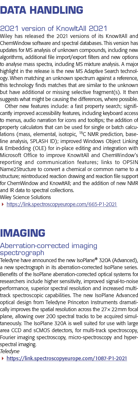 Data handling 2021 version of KnowItAll 2021 Wiley has released the 2021 versions of its KnowItAll and ChemWindow sof   