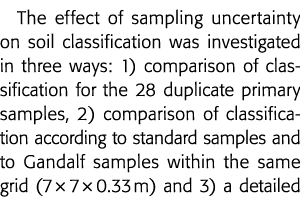 The effect of sampling uncertainty on soil classification was investigated in three ways: 1) comparison of classifica   